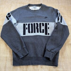 Vintage Y2K Nike Silver Tag Gray Crewneck "Force 1989" Sweatshirt Size XS